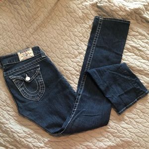 True Religion flap pocket straight leg jean. Sz 27